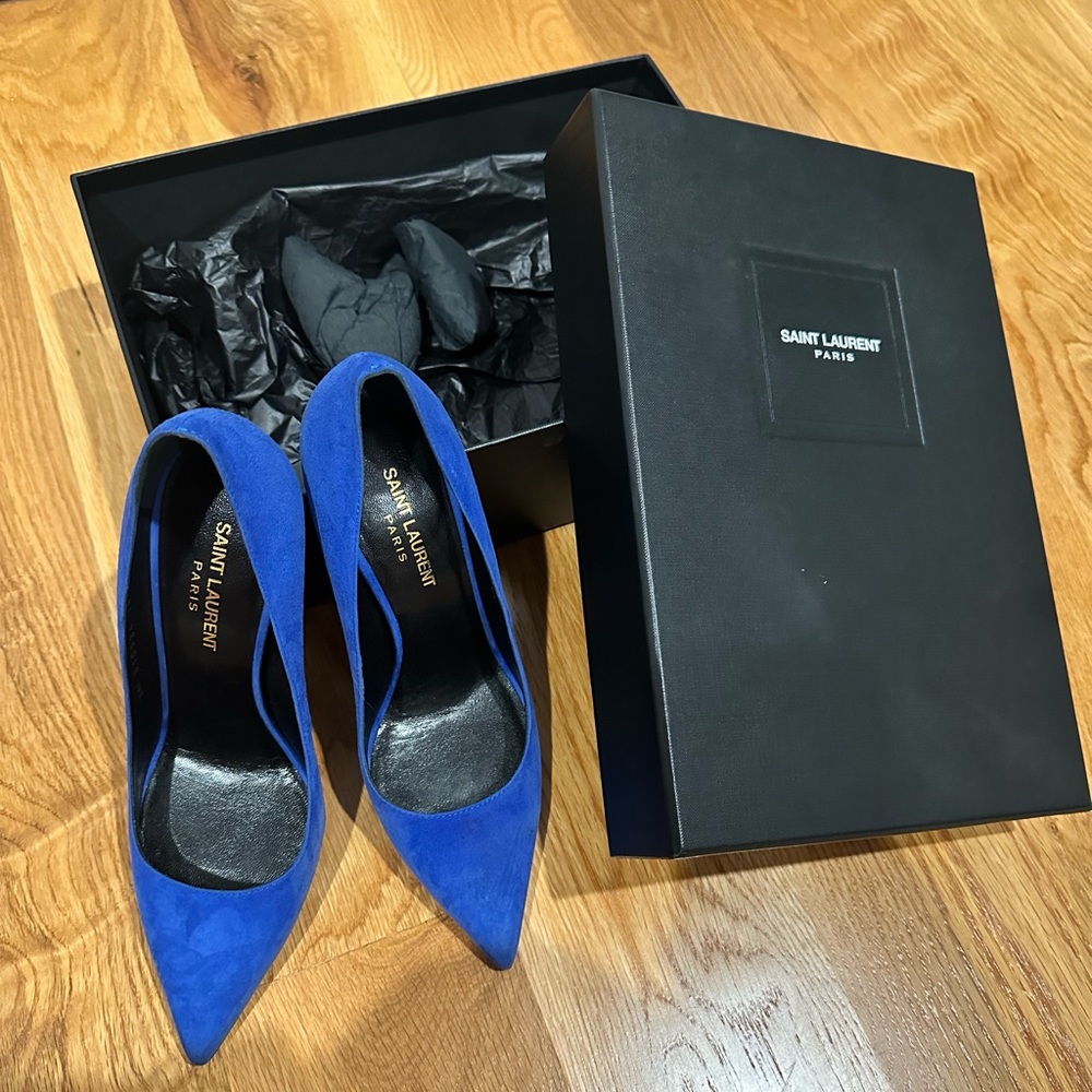 YSL Blue Pumps